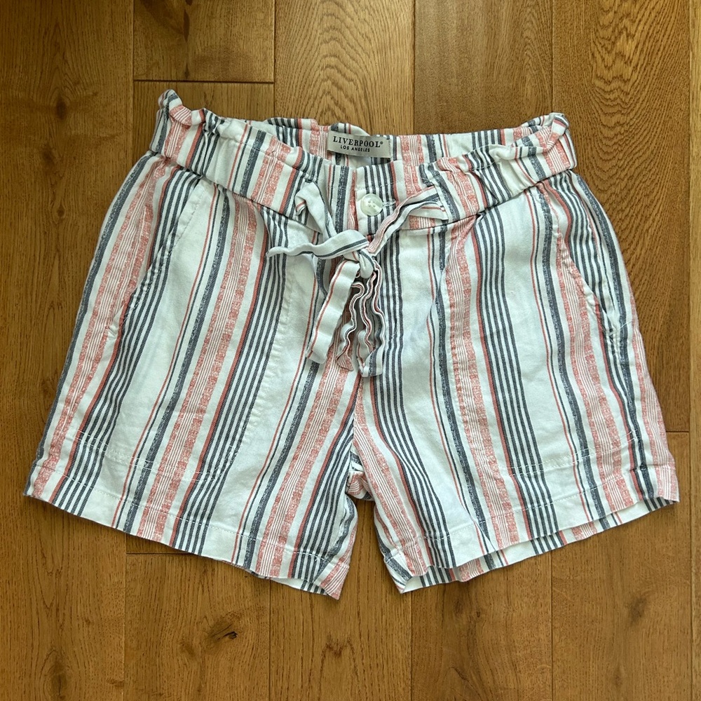 Liverpool Tie Waist Stripped Shorts - Size 6